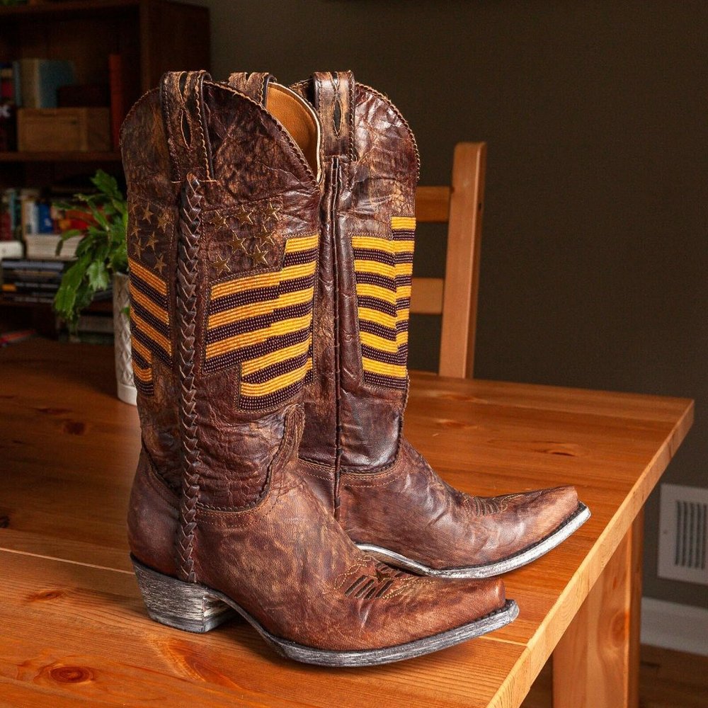 Old Gringo Eleanor Brass American Flag Cowboy Boots - Womens 5.5 B